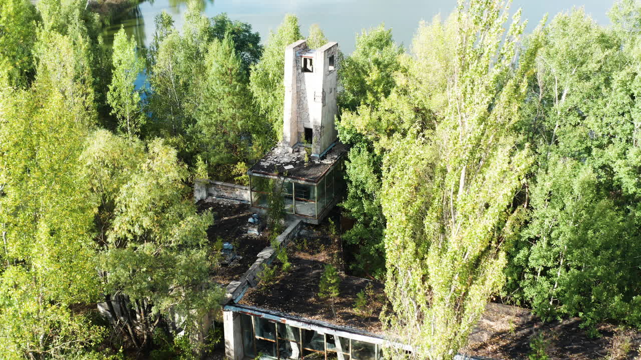 Overgrown Pripyat Cafe - a destination for urban explorers or dark tourism.