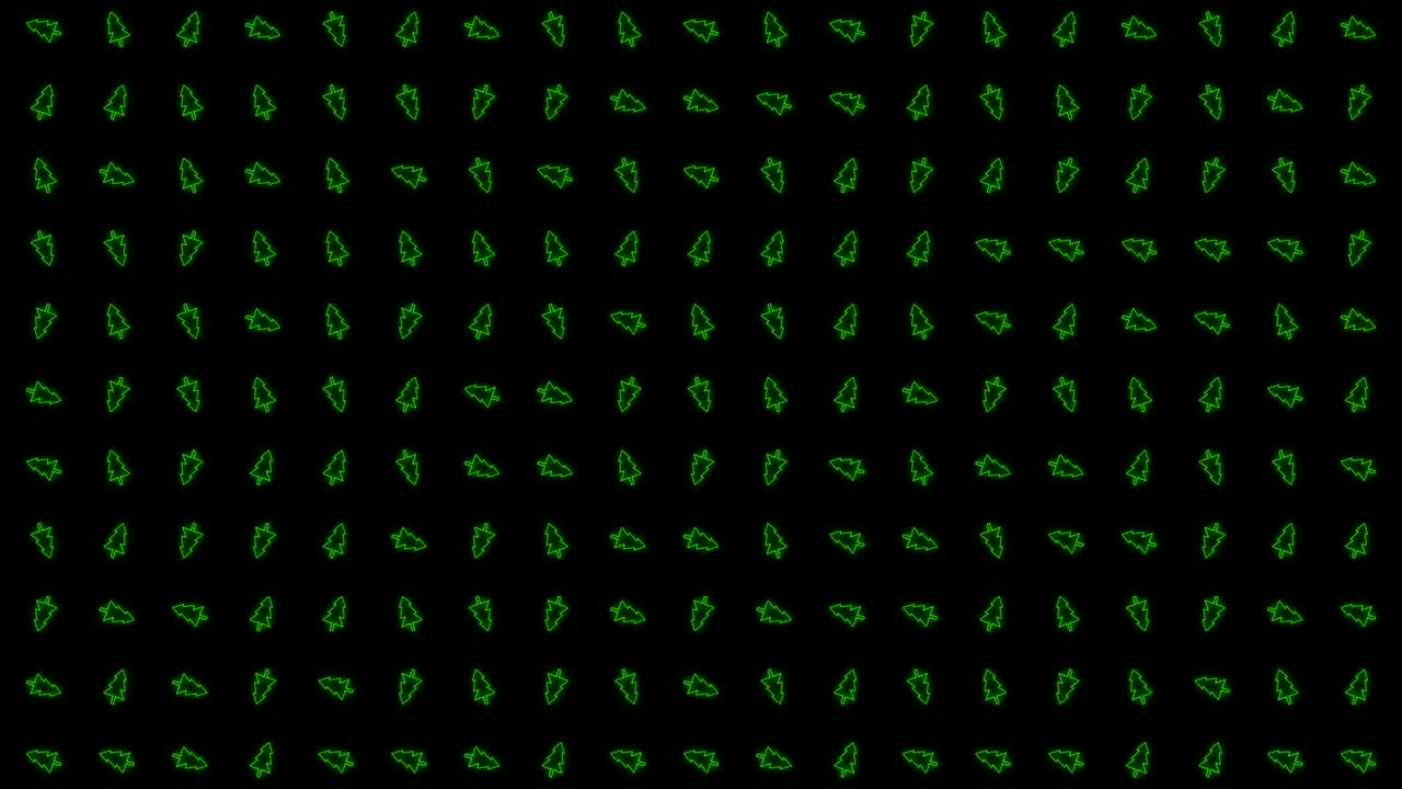 빛나는 녹색과 검은색의 크리스마스 트리 타일 배경 애니메이션 패턴