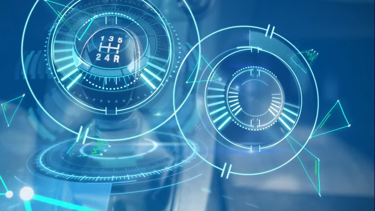 formas geométricas que se mueven contra la caja de cambios del coche