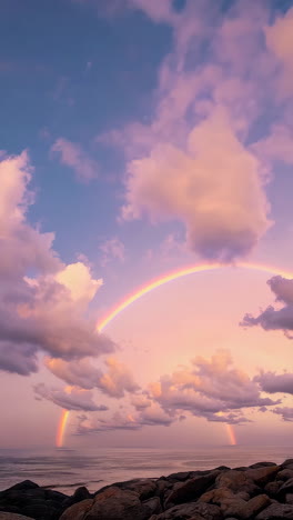 sunset rainbow over the ocean