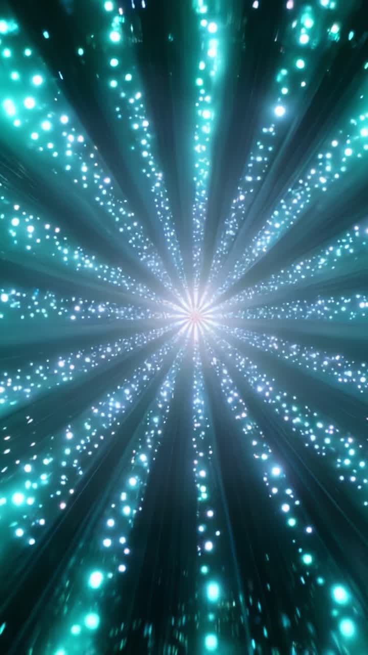 A mesmerizing visual display of light rays radiating from a vivid center, featuring a beautiful array of glowing particles and ethereal colors, captivating the viewer with a sense of infinite depth and wonder