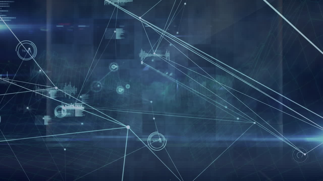 Animation of network of connections with statistics over mountains