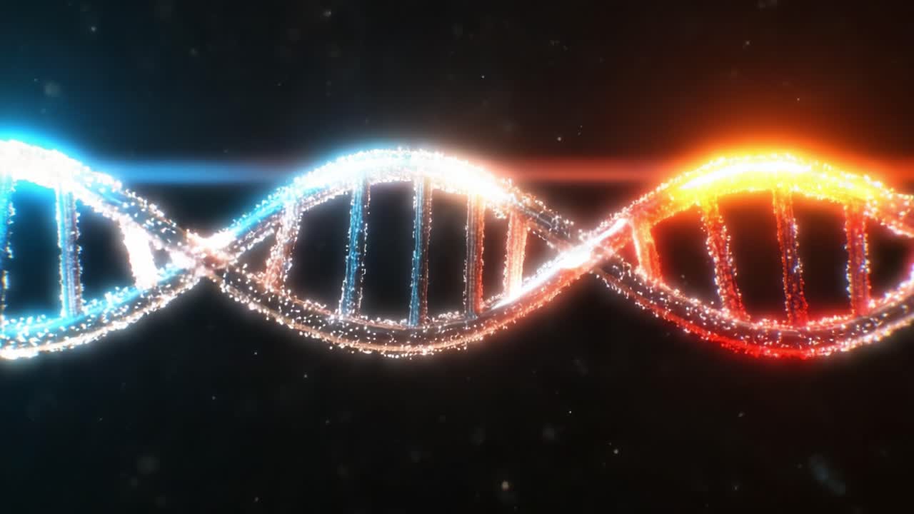 A Stunning Visualization of DNA Helix Structure Representing Genetic Information Through Dynamic Colors and Sparkling Effects, Showcasing the Complexity of Life at the Molecular Level