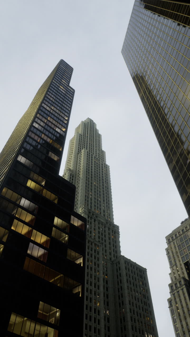 Urban jungle towers reaching for the cloudy sky in a bustling cityscape