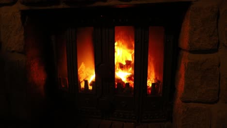 cozy and warm fireplace on a cold winter day