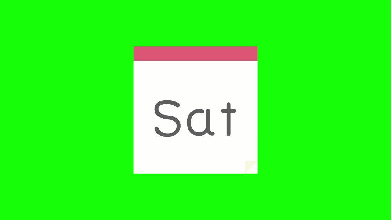 Loop Animation Of Daily Calendar With English Days Of The Week Green Background