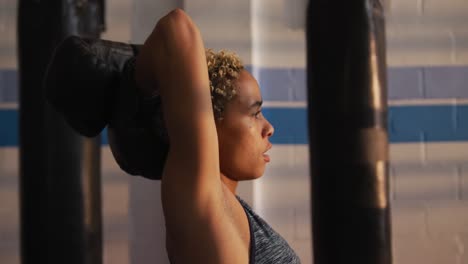 close up view of fit woman in boxing gym