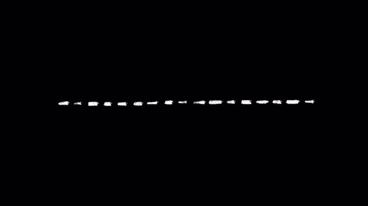 Animazione di disegno a linee tratteggiate su sfondo nero