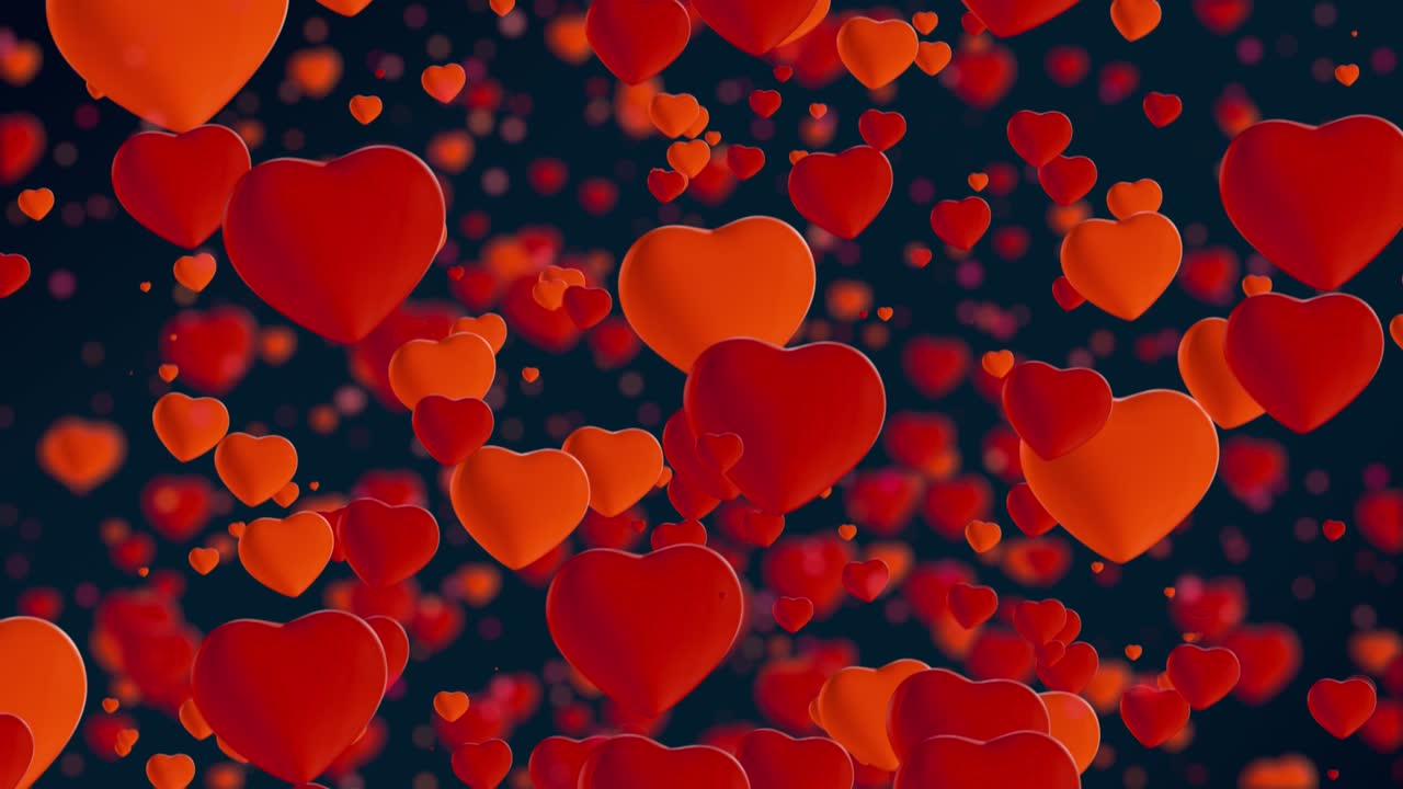 video de bucle. abstract corazones rojos sobre fondo azul. corazones volando. concepto: día de san valentín, aniversario, día de la madre, matrimonio, invitación, boda, cumpleaños, festivo. bucle sin costuras 4k video