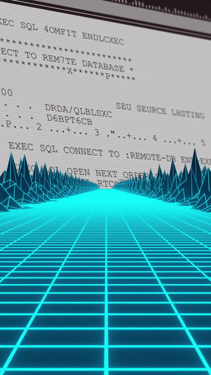 Animation of digital code processing on futuristic grid landscape in school setting