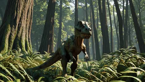 dinosaur in a lush prehistoric forest