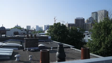 a slow motion clip of the city centre of den haag, viewed from a rooftop