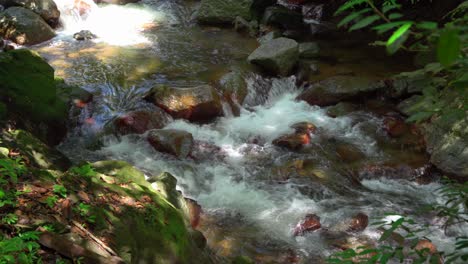 Frisches-Und-Trinkbares-Wasser-Zwischen-Felsen-Und-Vegetation-In-Einem-Kontaminationsfreien-Fluss-In-Der-Dominikanischen-Republik-Bonao