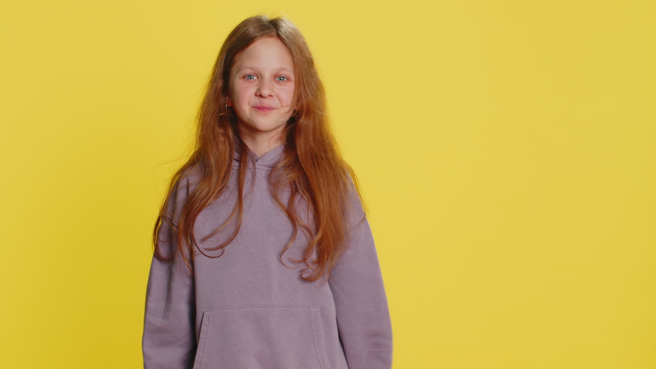 Call me here is contact number child girl doing phone gesture asking for conversation hotline