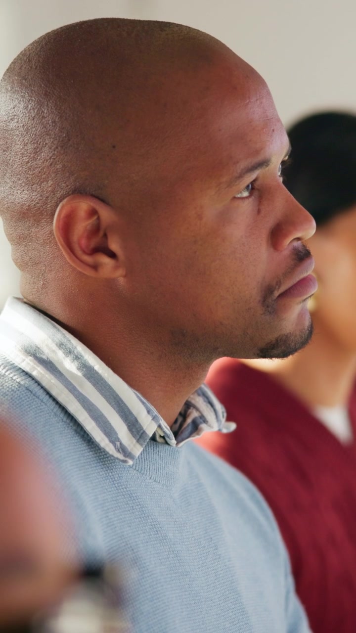 Focused African American Man Listening During a Professional Meeting