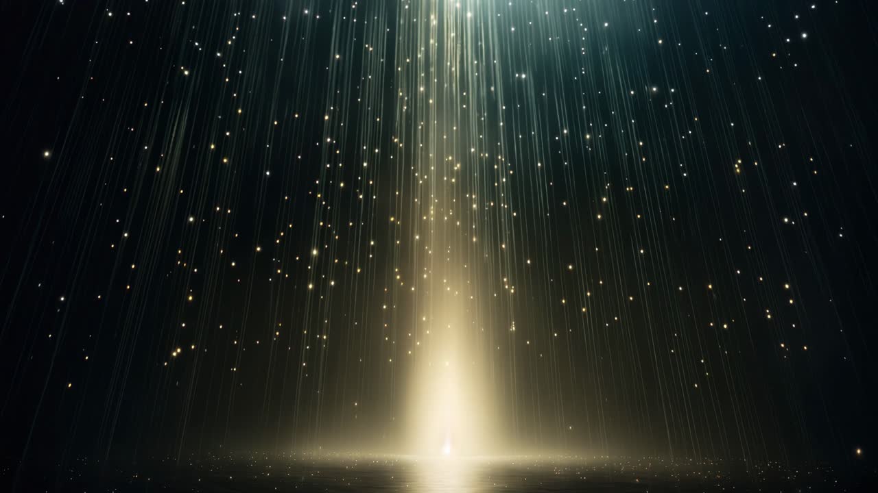 Un affascinante video verticale di fasci di luce a cascata che assomigliano a stelle, creando un effetto celestiale
