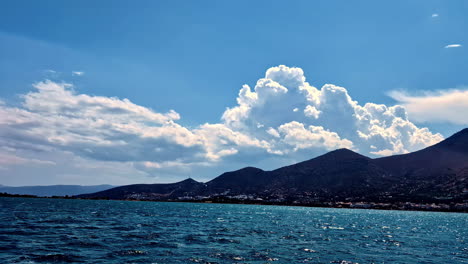 seascape with mountains and clouds