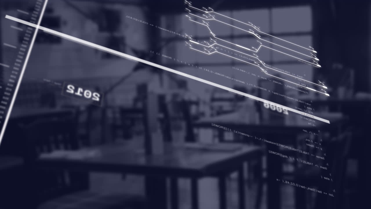 사무실의 비어있는 카페에 대한 데이터 처리와의 인터페이스의 애니메이션