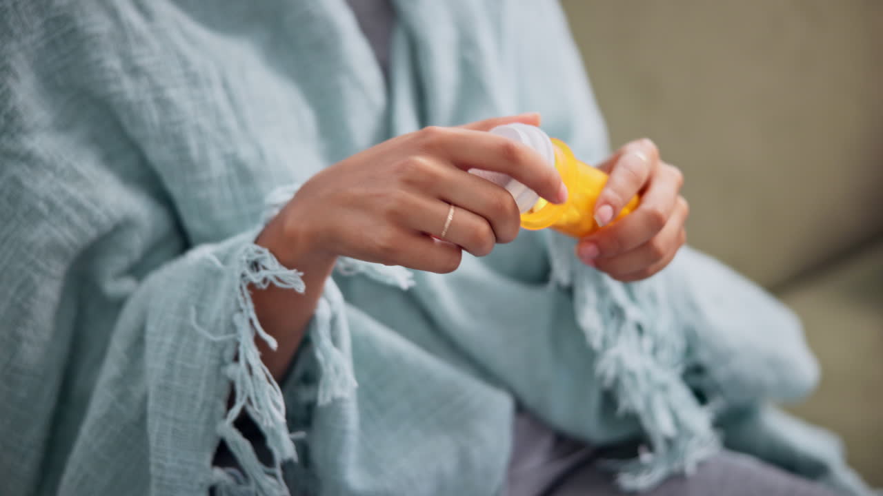 Woman taking medicine