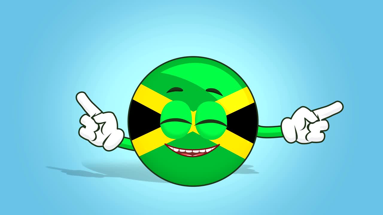 Cartoon Icon Flag Jamaica Face Animation Dance with Alpha Matte
