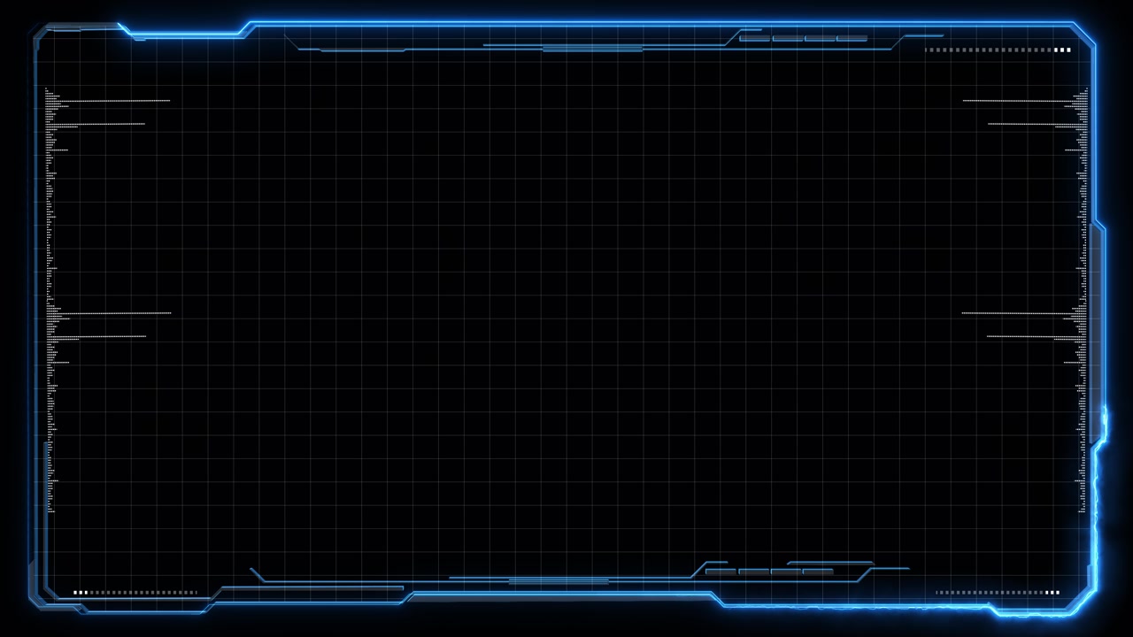 Blue futuristic hud frame border grid center digital markings and dark interface space technology