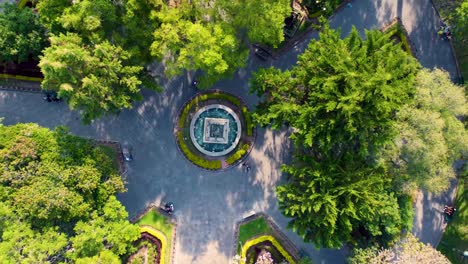 drone top view of park in ibarra city, ecuador