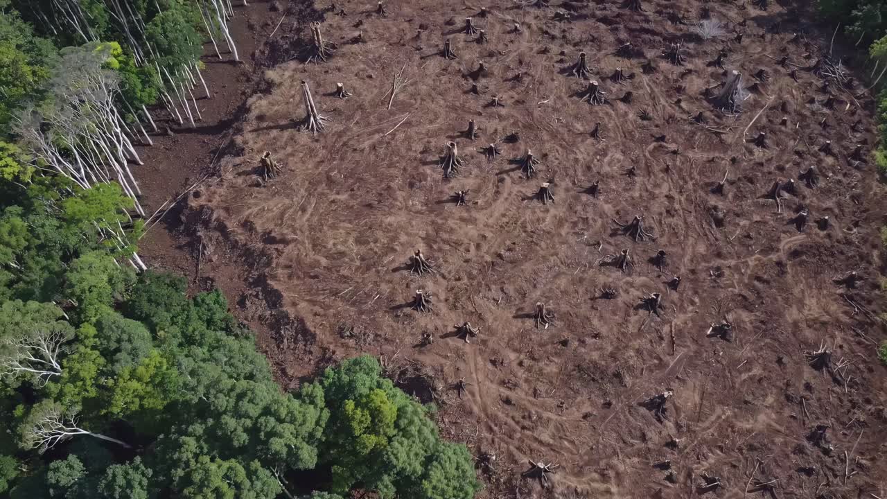 Aerial video captures lush green forest canopy from above, showcasing dense foliage and natural