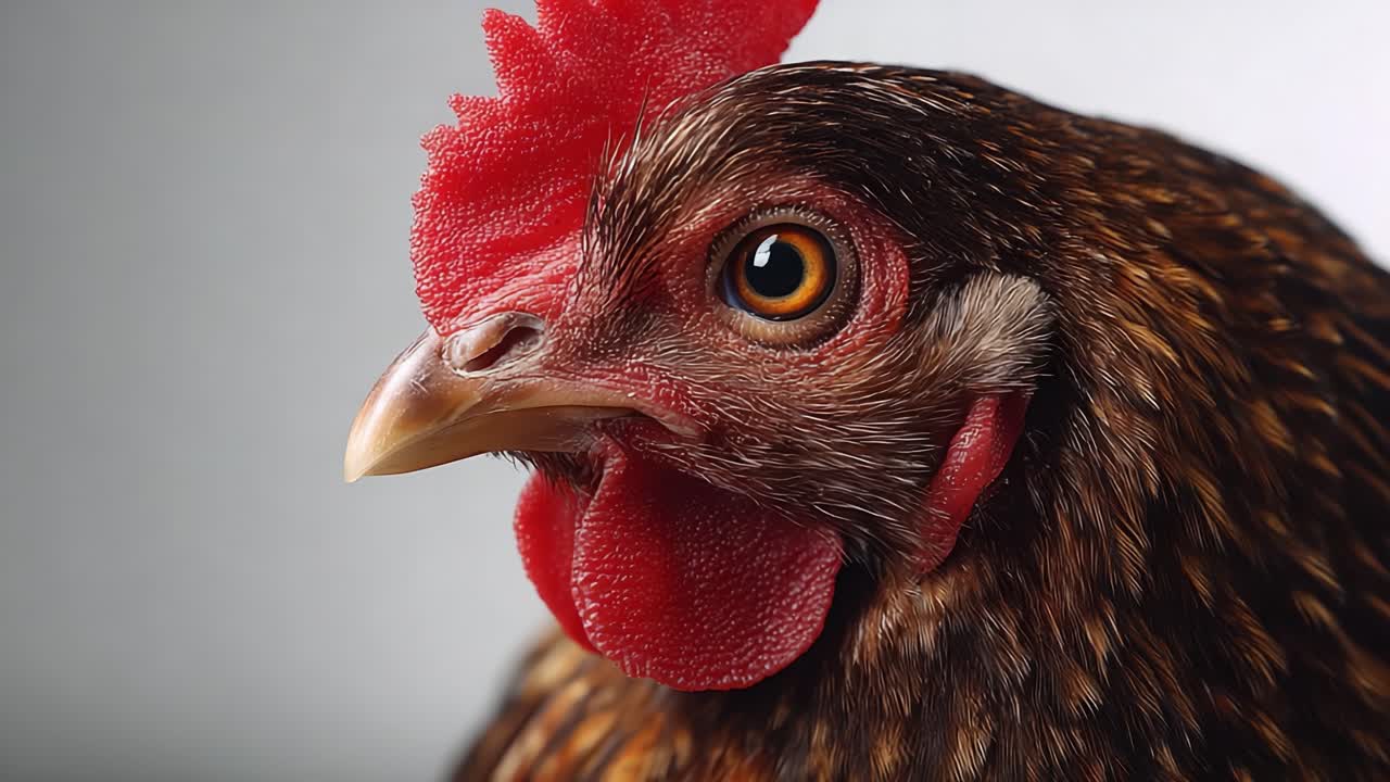 Retrato de Primer Plano de una Hermosa Gallina Exhibiendo los Vibrantes Detalles de Sus Plumas y Rasgos Distintivos, Resaltando la Belleza de las Aves de Corral en un Entorno de Estudio.