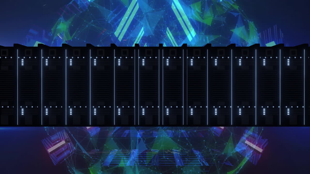 컴퓨터 서버를 통해 데이터 처리의 애니메이션