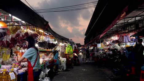 vibrant market activity as evening sets in