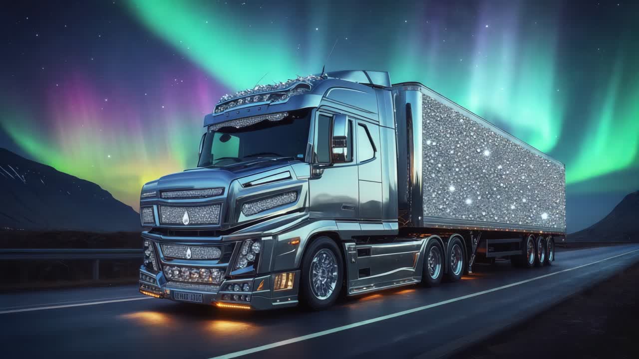 북쪽 불빛 아래의 럭셔리 다이아몬드 트럭