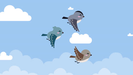 an animation of a flat flying bird background