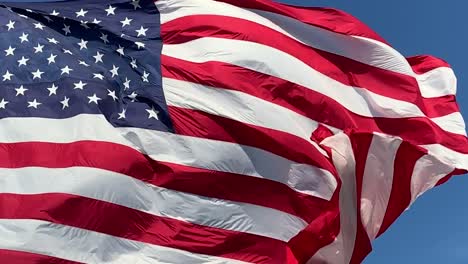 closeup of american flag waving in the wind