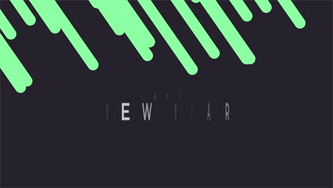 animation intro text happy new year on black fashion and minimalism background with green lines 1