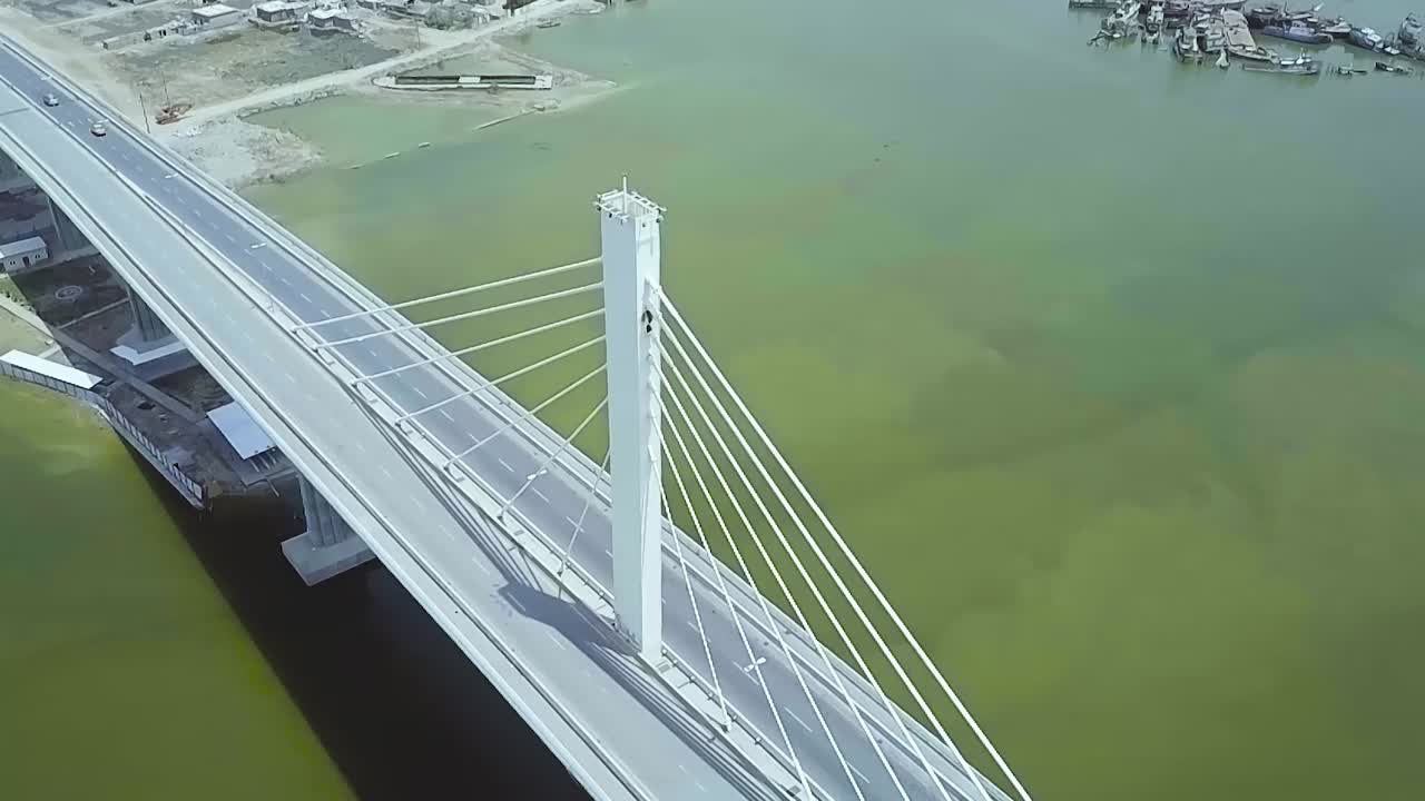 Drone Aerial Footage of Badr Shaker Al-Sayyab Statue Along the Shatt al-Arab River in Basrah, Iraq