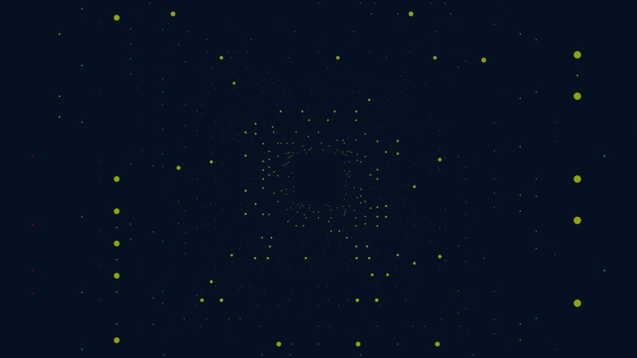 Psychedelic square with red lines and dots in galaxy