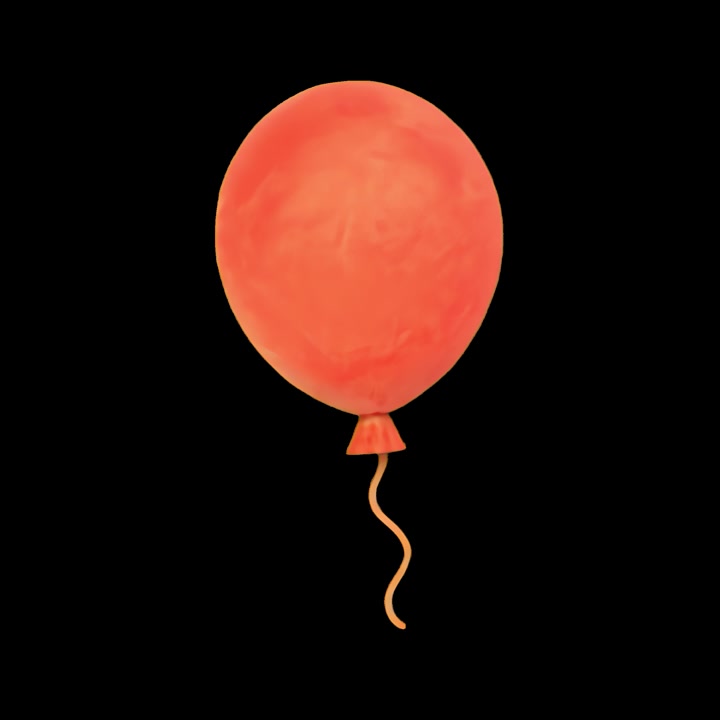 Singolo palloncino arancione che fluttua su sfondo nero