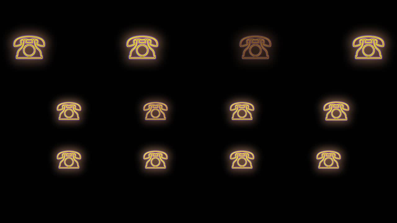 patrón de teléfonos retro amarillo neón en la noche