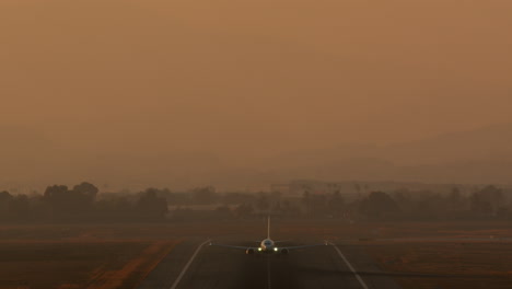 evening airplane takeoff