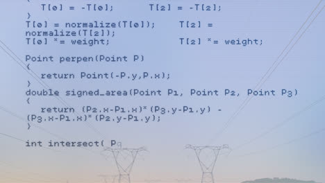 animation of data processing over pylons and sky
