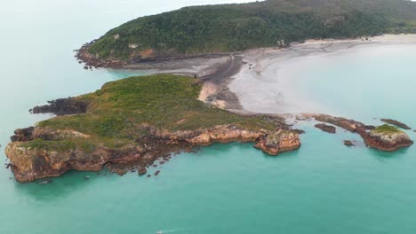 aerial: beautiful high view overlooking turquoise ocean and australian beaches