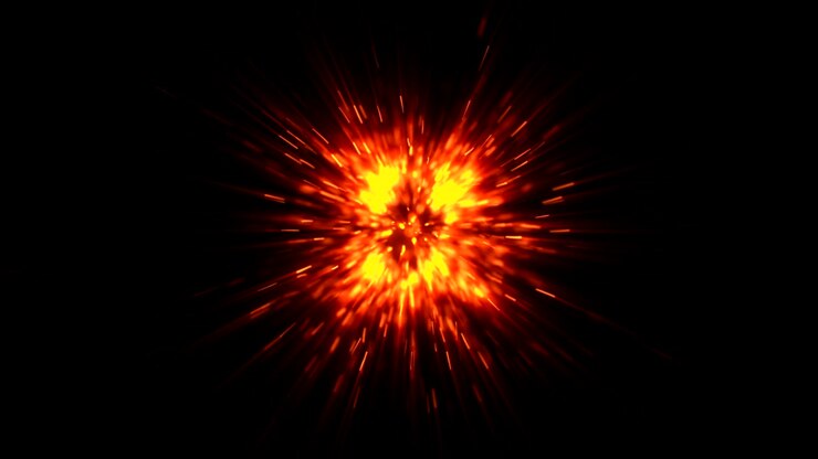 3D rendering, abstract cosmic colorful mutilcolor yellow, gold, blue , green explosion shockwave warm golden energy on black background, texture