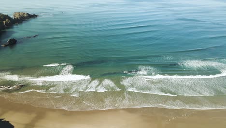 fotografía de un avión no tripulado de una playa llena de sol en newport, oregon