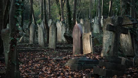 old crooked graves in an english cemetery