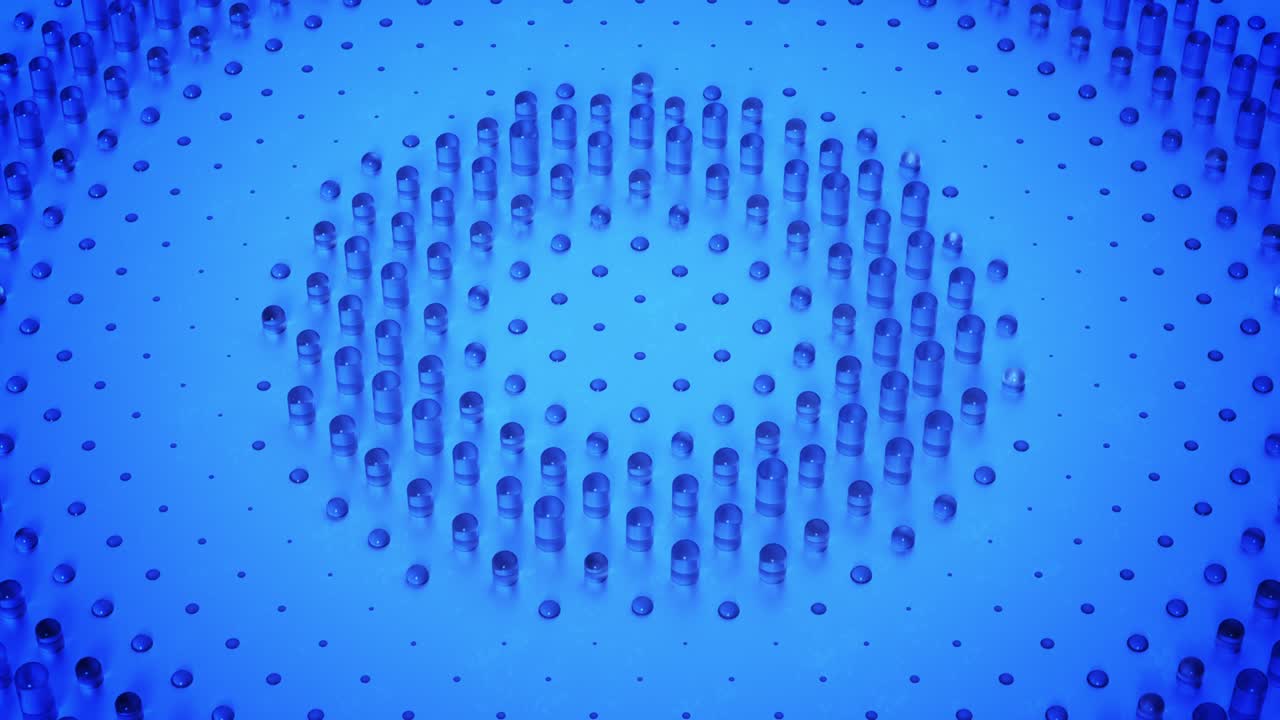 Blå bølge af glascylindre sømløs loop 3D-render-animation.