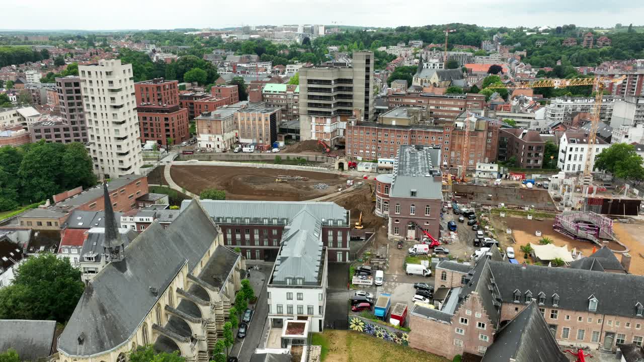 Hertogensite Leuven - Aerial Orbit of Construction Site in Belgium