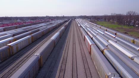 a good aerial over a railroad yard suggests shipping commerce trade or logistics