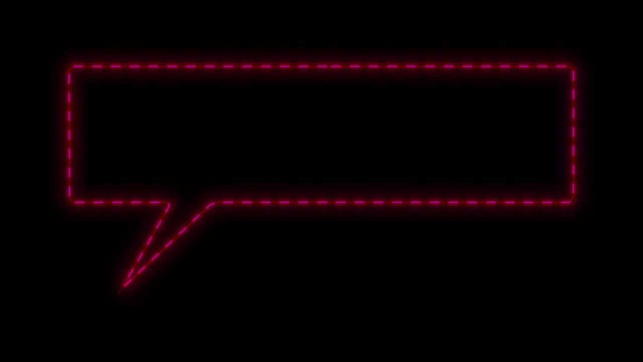 Glowing chat message neon visual with bright speech box colorful light border and black copy area