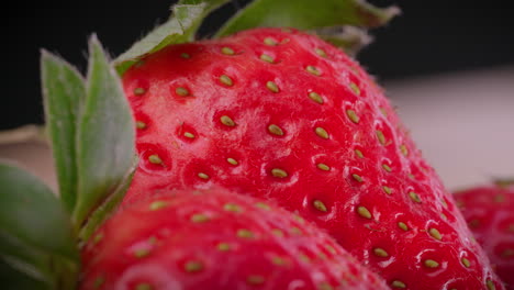 macro shot of strawberry on tabletop