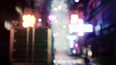 blurred cyberpunk city street at night